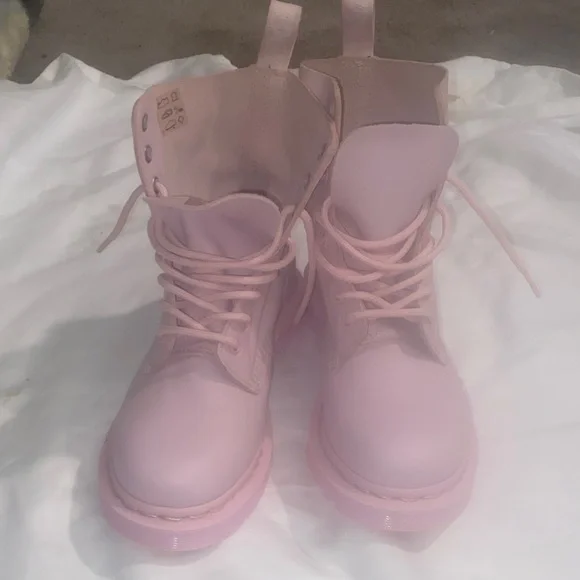 Dr. Martens Light Pink Combat Boots - Picture 3 of 9